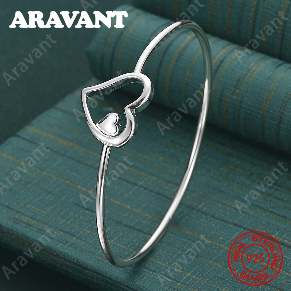 

925 Sterling Silver Love Ring Buckle Closed Ring Bracelet Women'S Retro Elegant Noble Party Jewelry