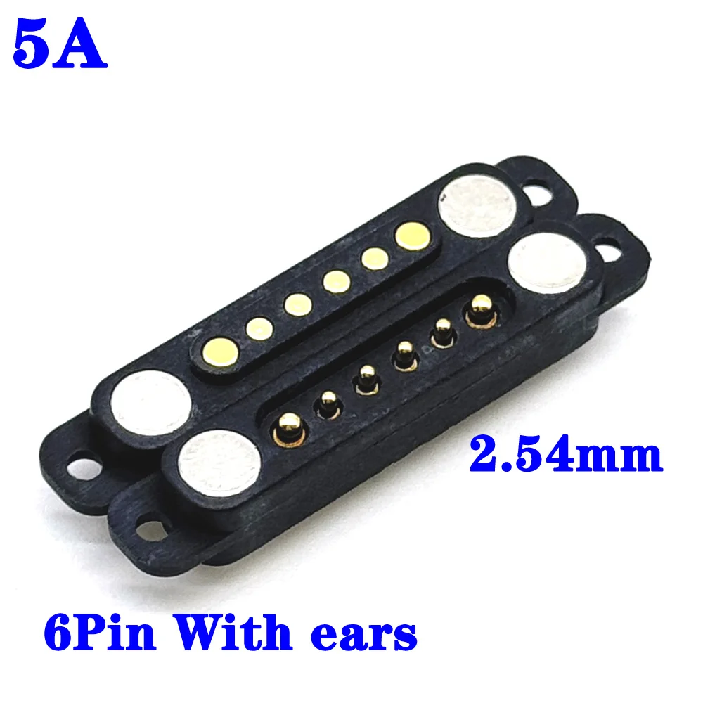 2Pin/10Pin 5A With ears Waterproof Magnetic Pogo Pin Connector Spring Loaded 2.54mm Male Female DC Power Socket Contact Strip