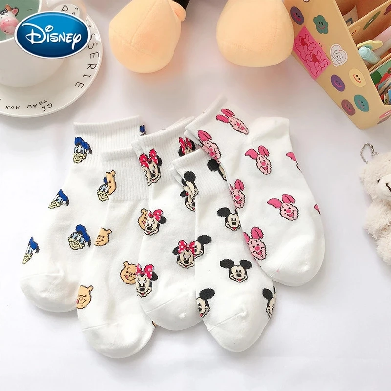 Mickey Minnie Ferkel bedruckte Baumwoll socken Disney Girl Socken Sommer atmungsaktive Socken Harajuku weiß bedruckte Mode Frauen Socken