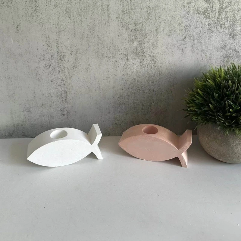K1MF Fish Shaped Candlestick Molds Fish Shaped Holder Molds for Craft