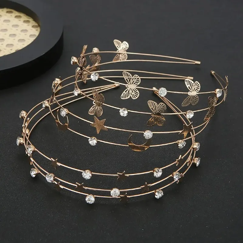 Multi-layer Metal Headband for Women Butterfly Star Moon Headband Fashion Headband Elegant Hair Accessories Birthday Party