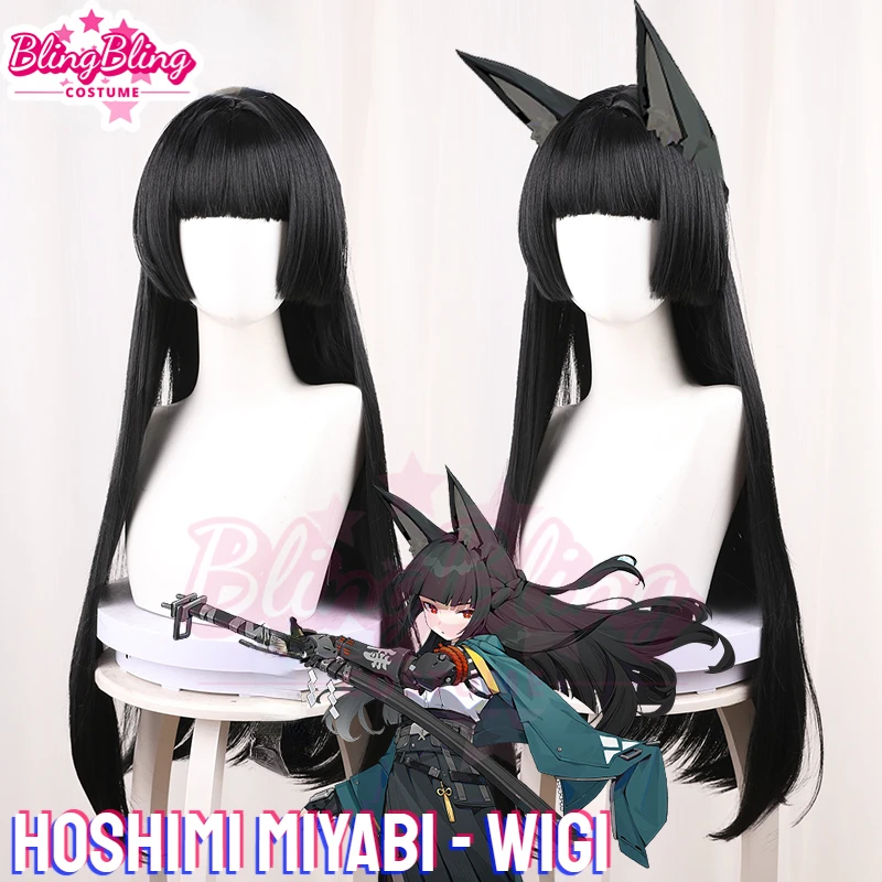 Game Zenless Zone Zero Hoshimi Cosplay Miyabi Wig Game ZZZ Hoshimi Miyabi Cosplay Wig Black Long Straight Wig