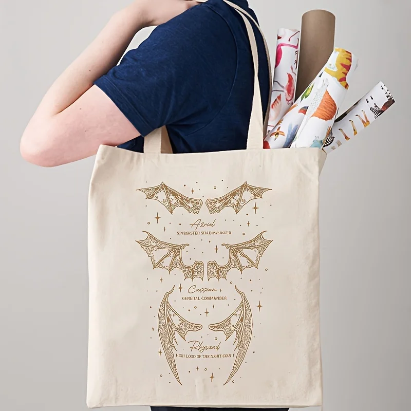 The Bat Boys Pattern Tote Bag, Trendy Folding Canvas Shoulder Bag For Daily Commuting Reusable Shopping Bag