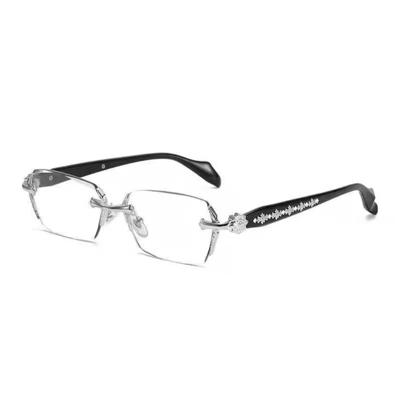 652F 2000S Frameless Glasses Plastic Frame Flat Lens Opticals Glasses For Clear Visual