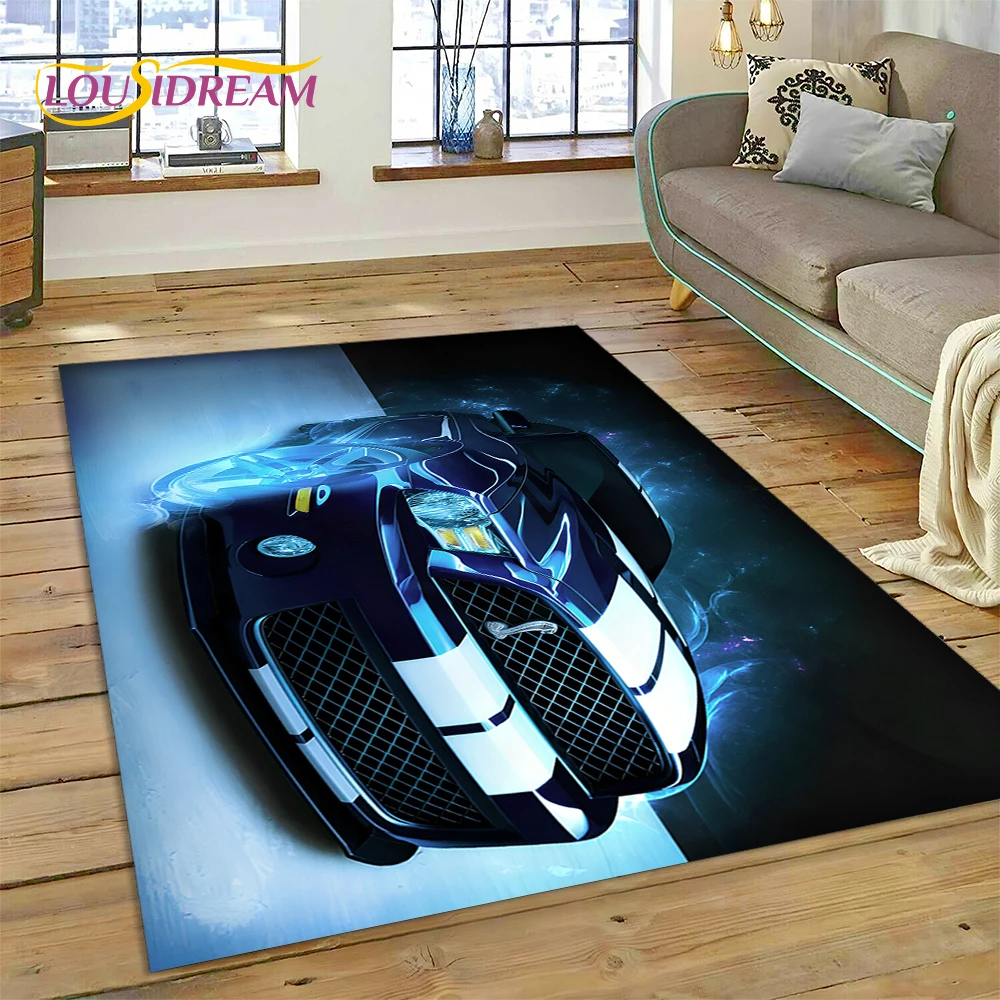 Classics 3D F-Ford GTR Mustang Car Carpet Rug for Bedroom Living Room Home Sofa Decoration,Children Game Large Decor Floor Mat