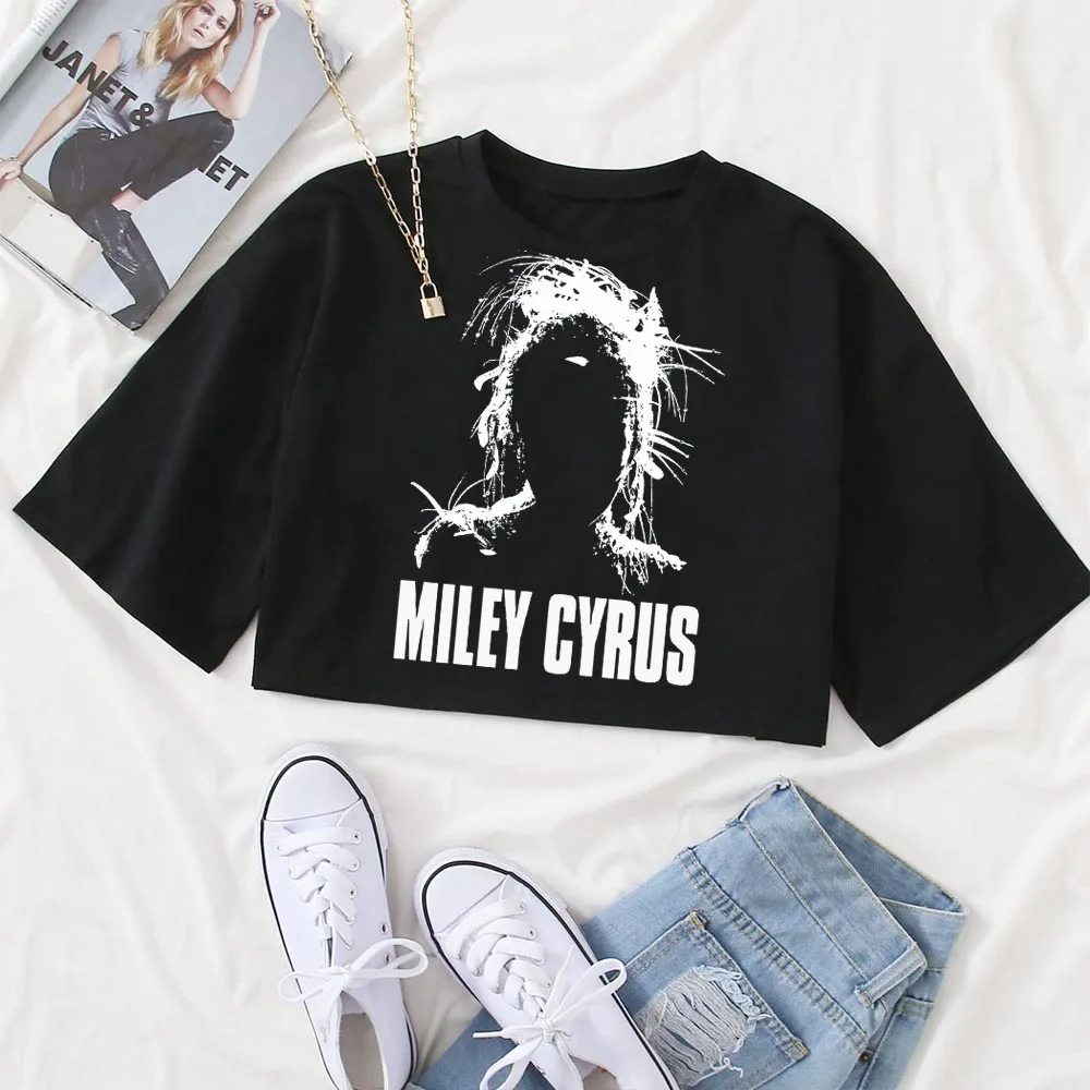

Что-то красивая рубашка Майли-Цирус, женская укороченная футболка с круглым вырезом и короткими рукавами, футболка, подарок для фанатов