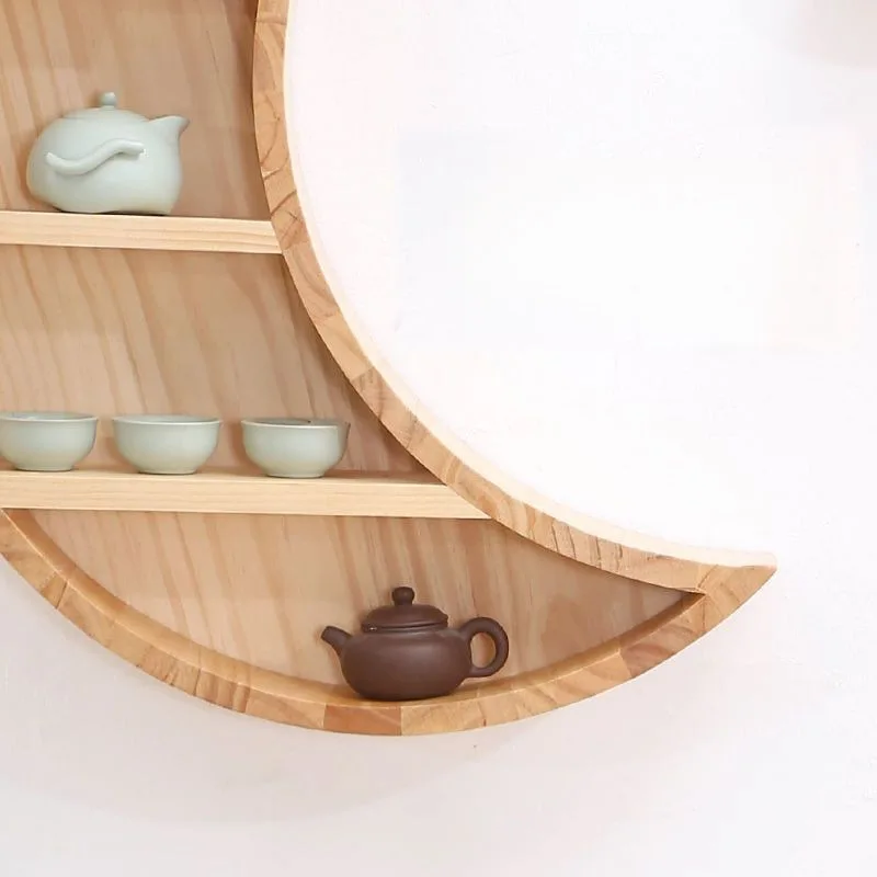 YFY solid wood new Chinese tea rack wall-mounted Duobao Pavilion wall rack wall-mounted teapot display rack small