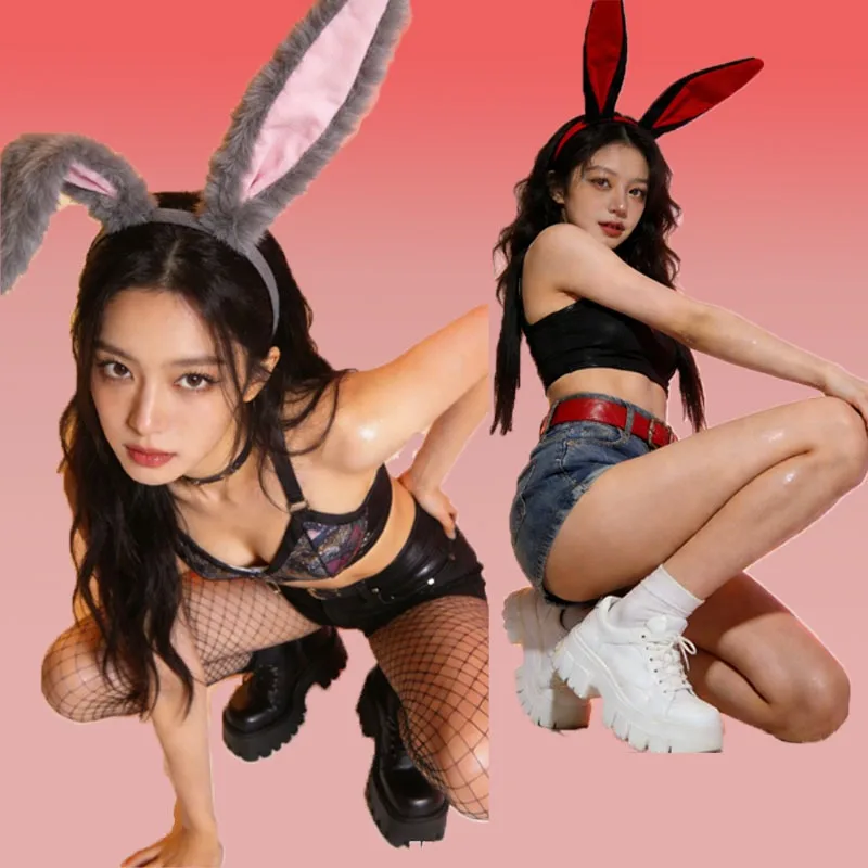 

3 шт./компл. Пушистые повязки на голову с кроличьими ушками для женщин и девочек, мягкие плюшевые эластичные повязки для Пасхи, Рождества, костюмов эльфов, аксессуары для косплея и вечеринок