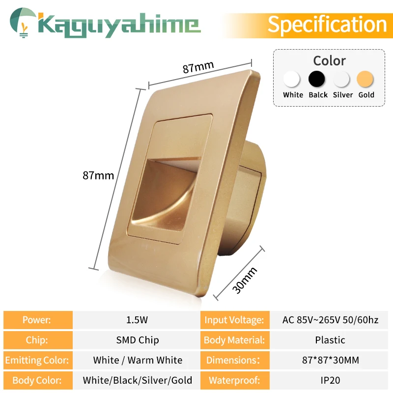 Imagem -04 - Kps-led Stair Light com Sensor Pir Embutido Footlight Lâmpada do Corredor Lâmpada de Parede de Indução de Movimento ac 85265v Cores