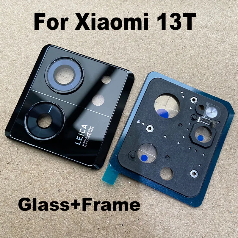 1PCS For Xiaomi 13T / 13T Pro 5G Back Camera Lens Glass Rear Cover With Frame Replacement