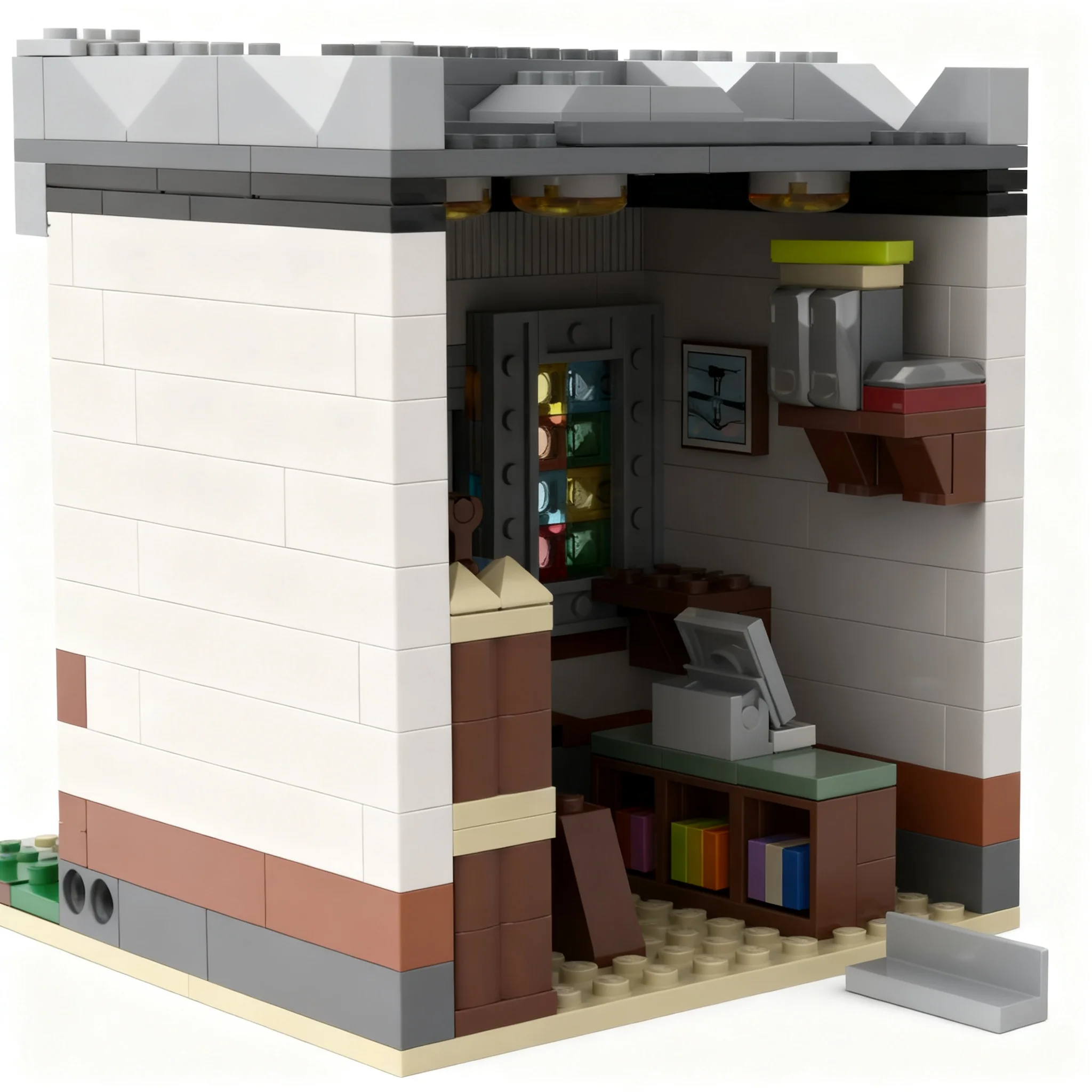 442pcs MOC Small City Library Model Building Blocks Christmas Gift Toy Collection Assemble Brick Creative Birthday 3D Education