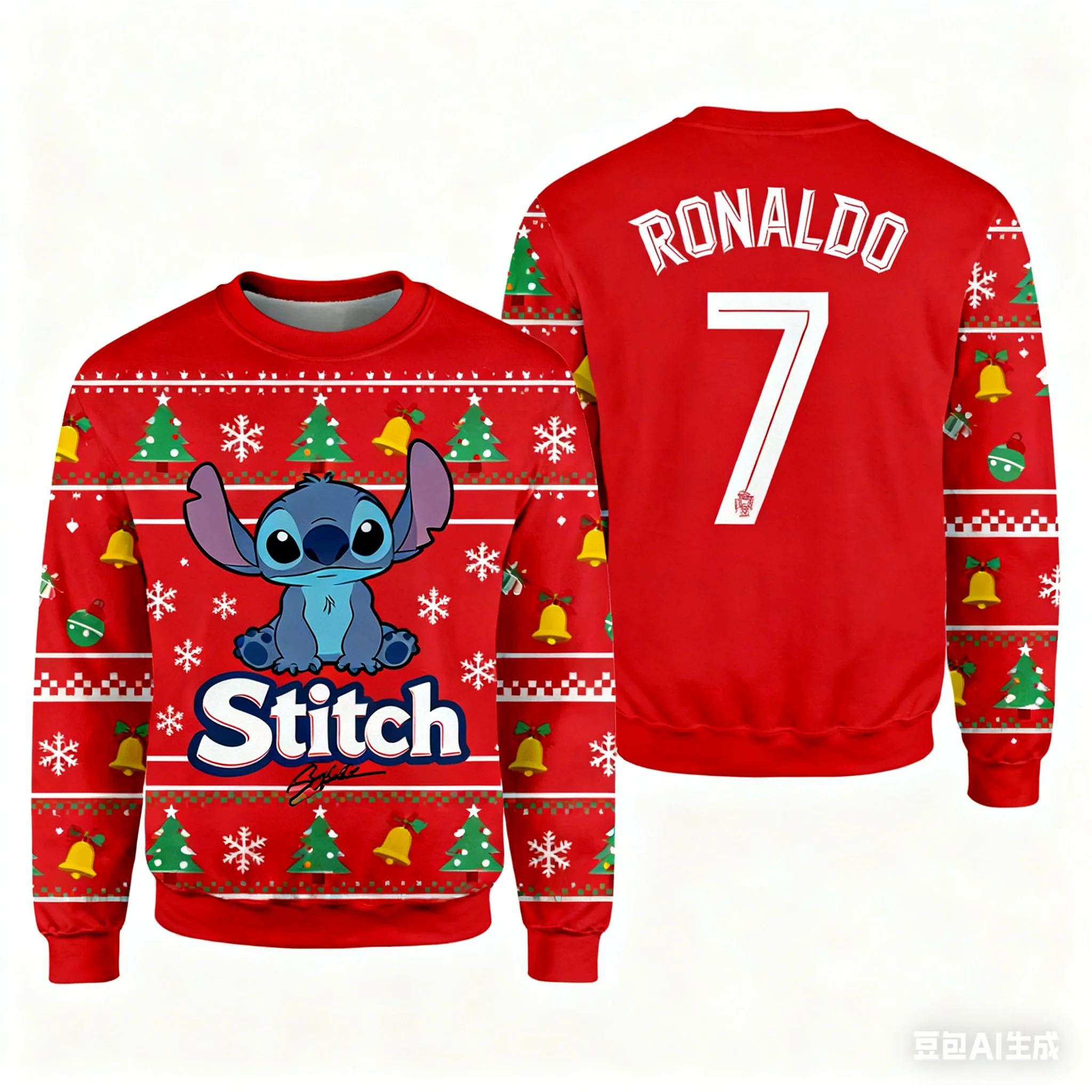 ديزني غرزة عيد الميلاد رونالدو بلوزات ثلاثية الأبعاد طباعة الخريف موضة الترفيه Y2K الأطفال هوديس الرجال والنساء بلوزات #1