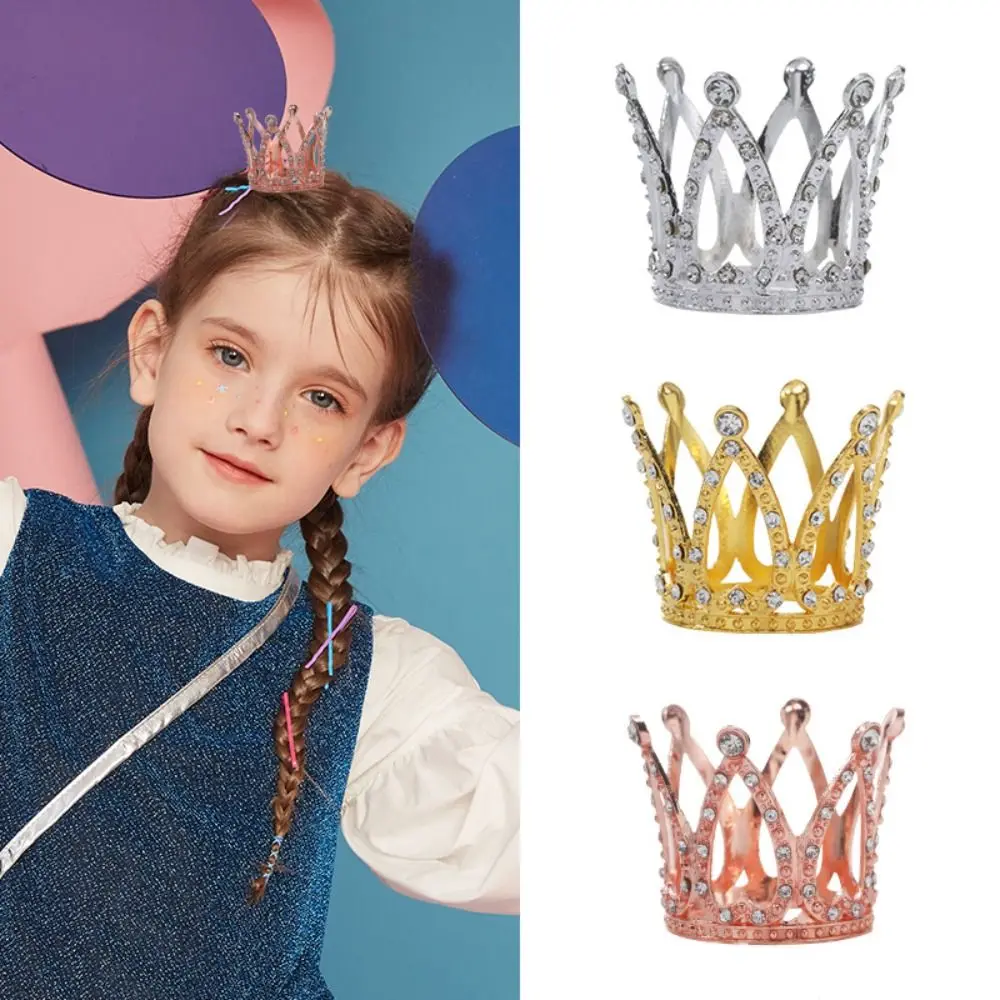 Party Supplies Metal Mini Crown Cake Topper Romantic Heart Crystal Rhinestone Tiara Cute DIY Cake Decoration Baby Shower