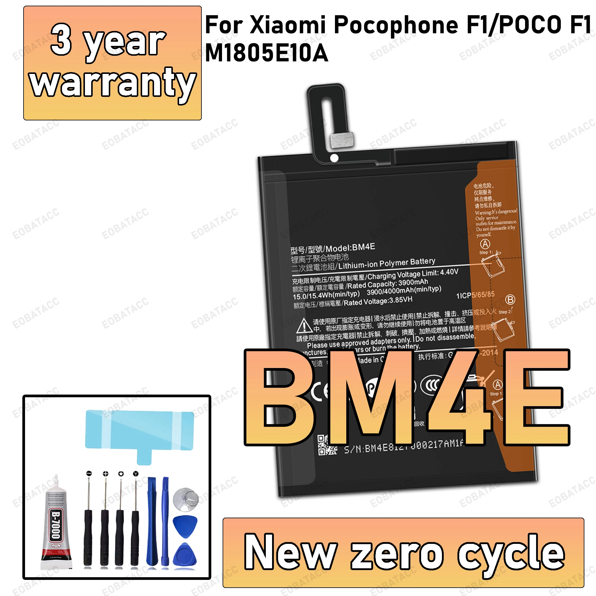 

100% New High Quality BM4E Battery For XIAOMI Pocophone F1/POCO F1/M1805E10A Phone Replacement Bateria BATTERY +Free Tools