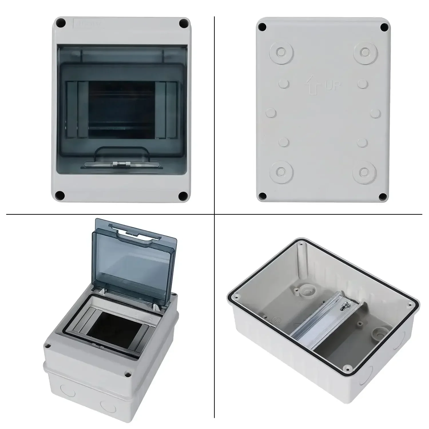 5/8/12 WAY HT Series Junction Box PC Plastic IP65 Waterproof Fuse Boxes with Terminal DIN Rail Outdoor Garden Distribution Box