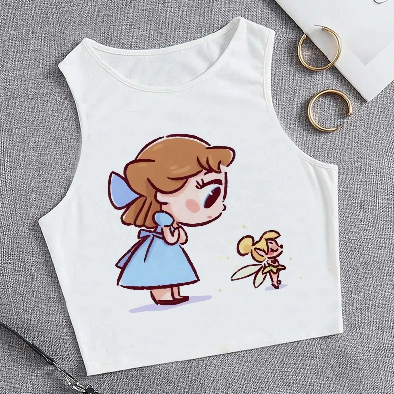 Vest Cropped Y2k Crop Top Shirt Tank Top Disney Princess Women Cute T-shirt Funny Tshirt Female Clothes Top Tee Shirt