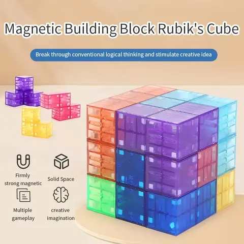 투명 32PCS DIY 모델 자석 장난감 자기 빌딩 큐브 블록 교육 디자이너 건설 선물 세트 어린이 장난감