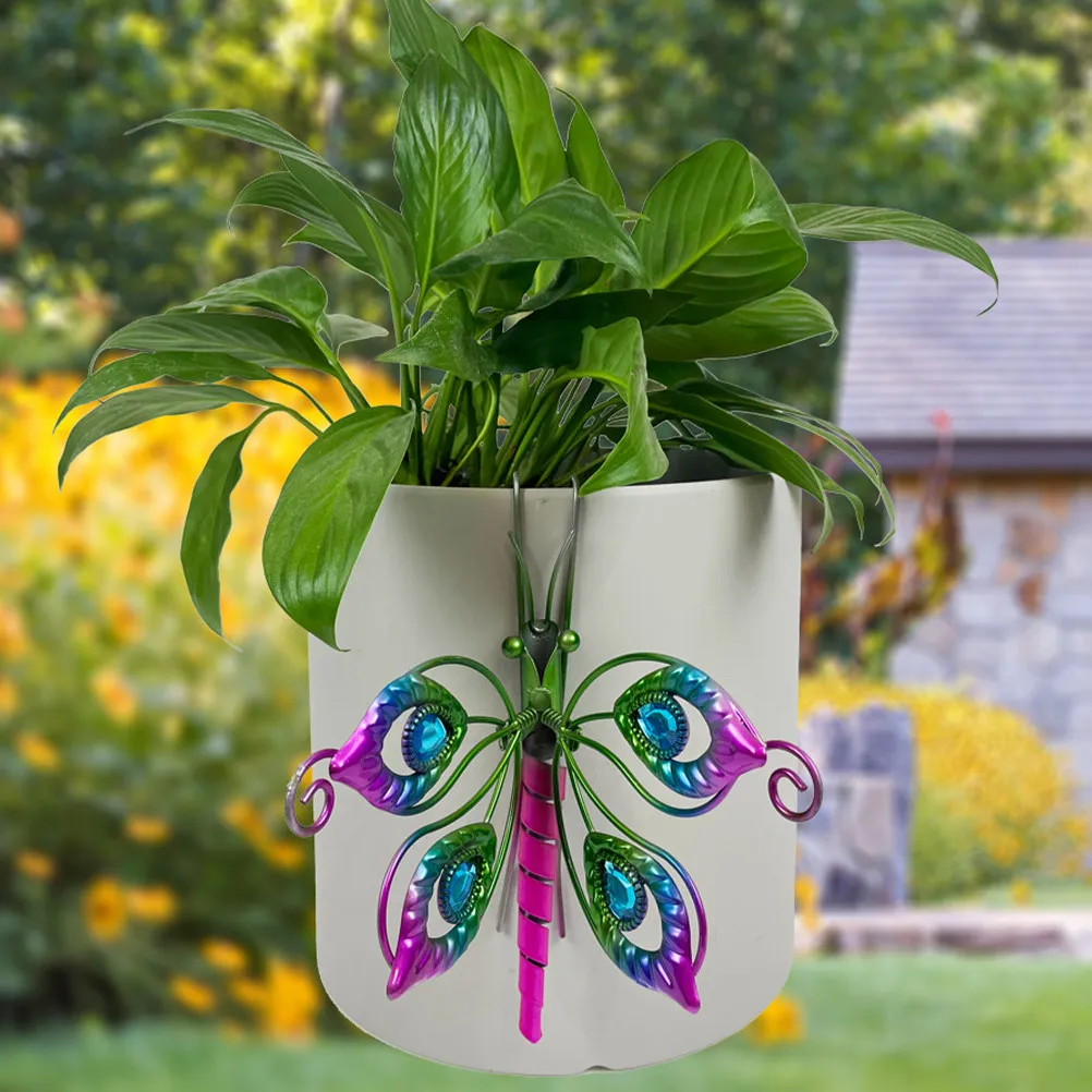 2Pcs Butterfly Shape Iron Plant Pot Hanger Flower Pot Ornament Garden Micro Landscape Decor Potted Plant Hanger Adorn