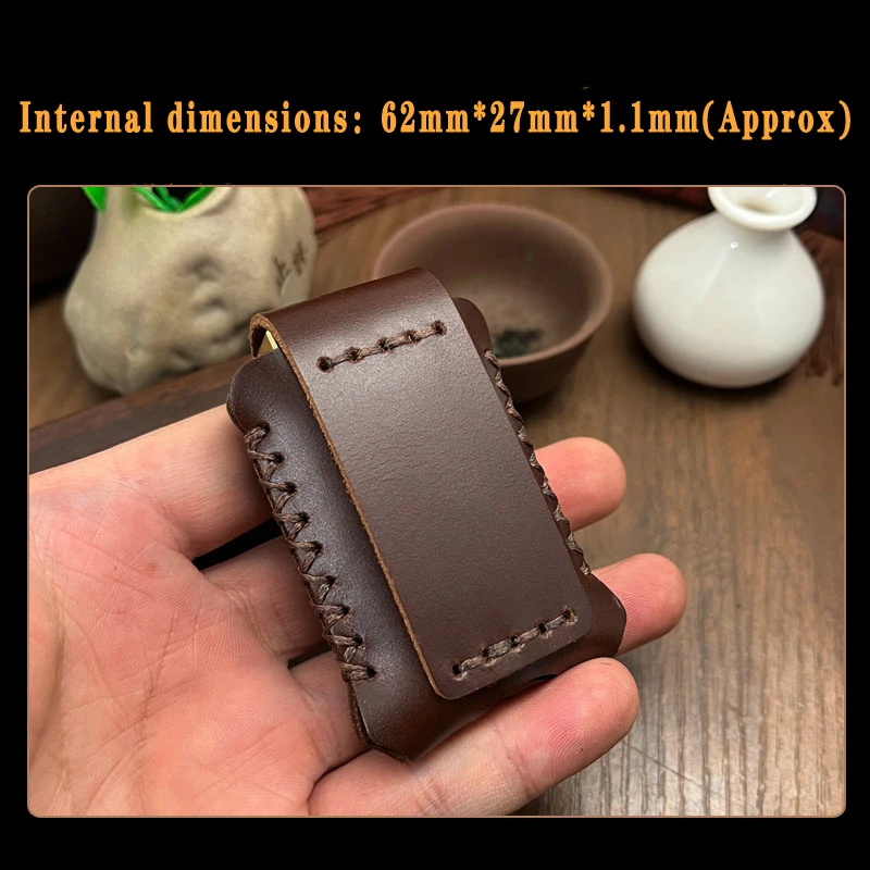 Personality Solid Color Handmade Genuine Leather Cigarette Lighter Case Waist Bag For Dunhill Lighters High Quality Accessory