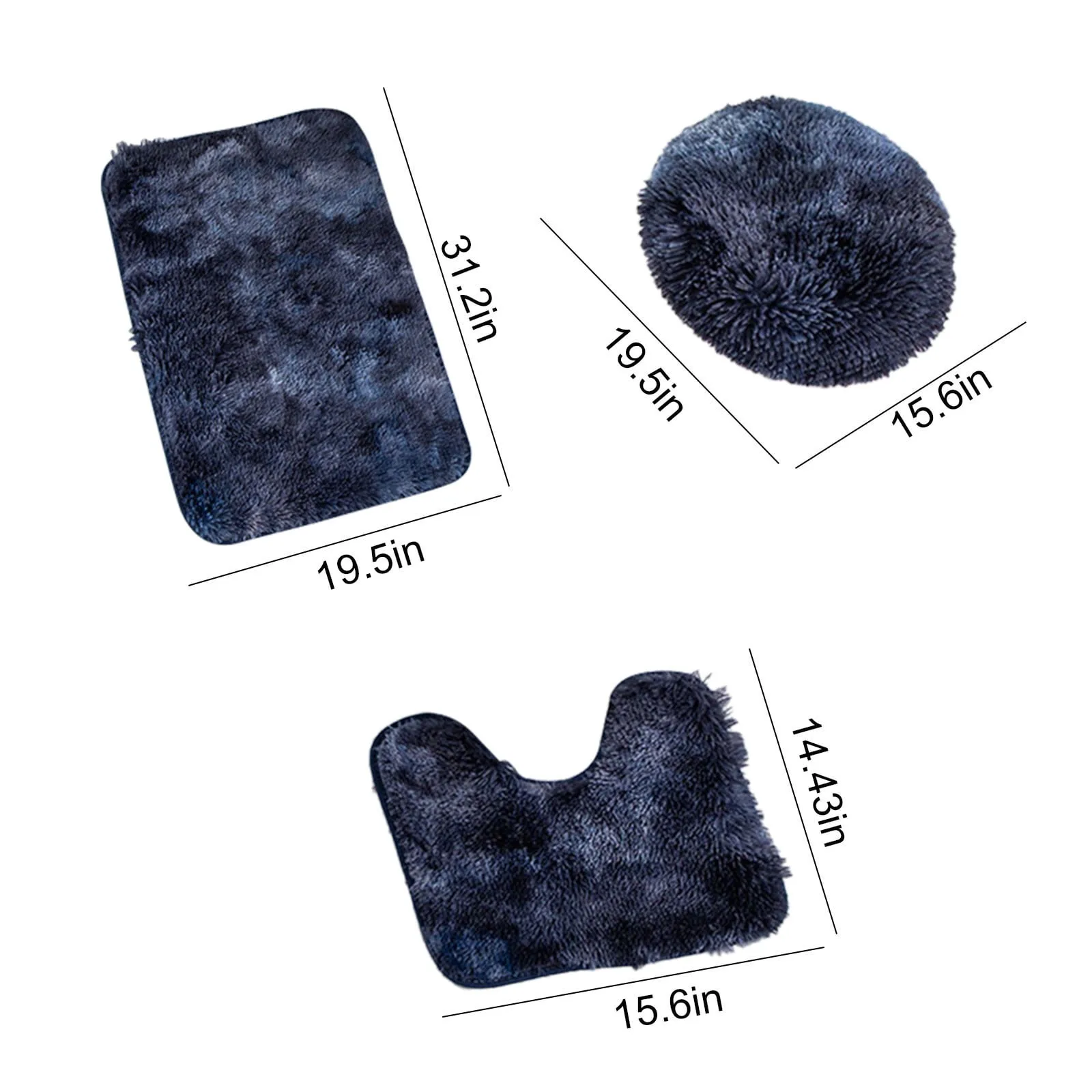 3Pcs/set Bath Mat Set Soft Fluff Shower Carpet Non-slip Floor Mat for Bathroom Toilet Rugs Toilet Lid Cover Bathroom Products