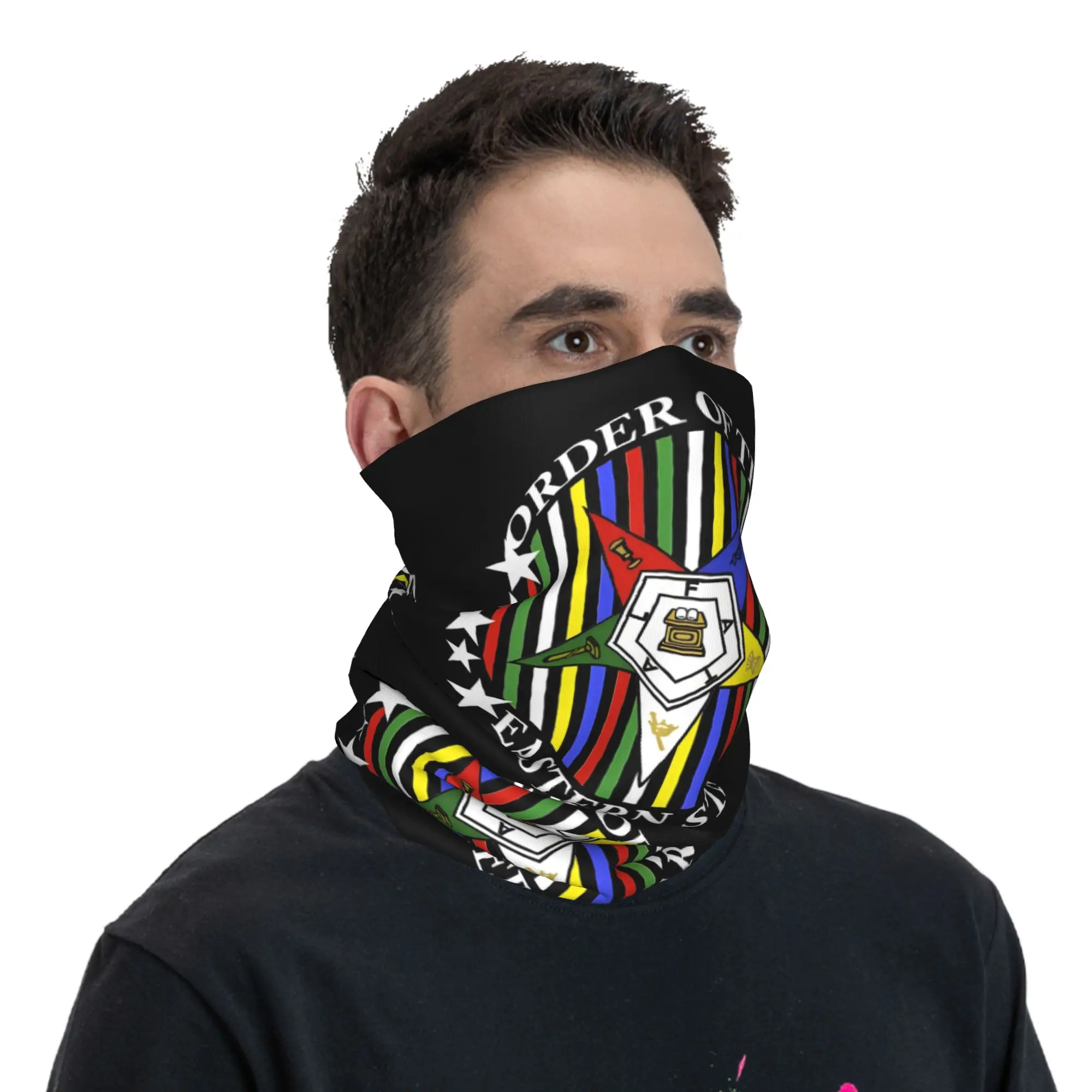 Personalizado OES orden de la estrella oriental Logo círculo hermandad cuello polaina mujeres hombres protección facial UV Bandana de invierno bufanda para esquí