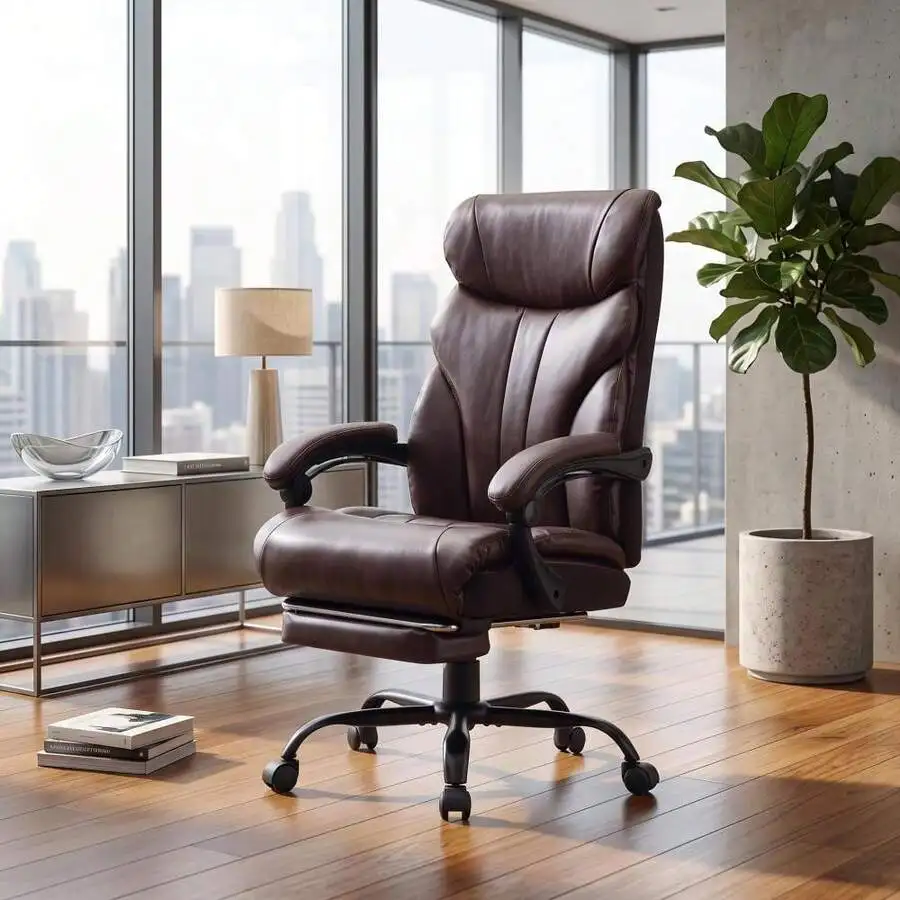 Office Chair, High Back Computer Chair, Ergonomic Office Chair PU Leather With Flip-Up Arms, Comfortable Executive Seat For Home view 2