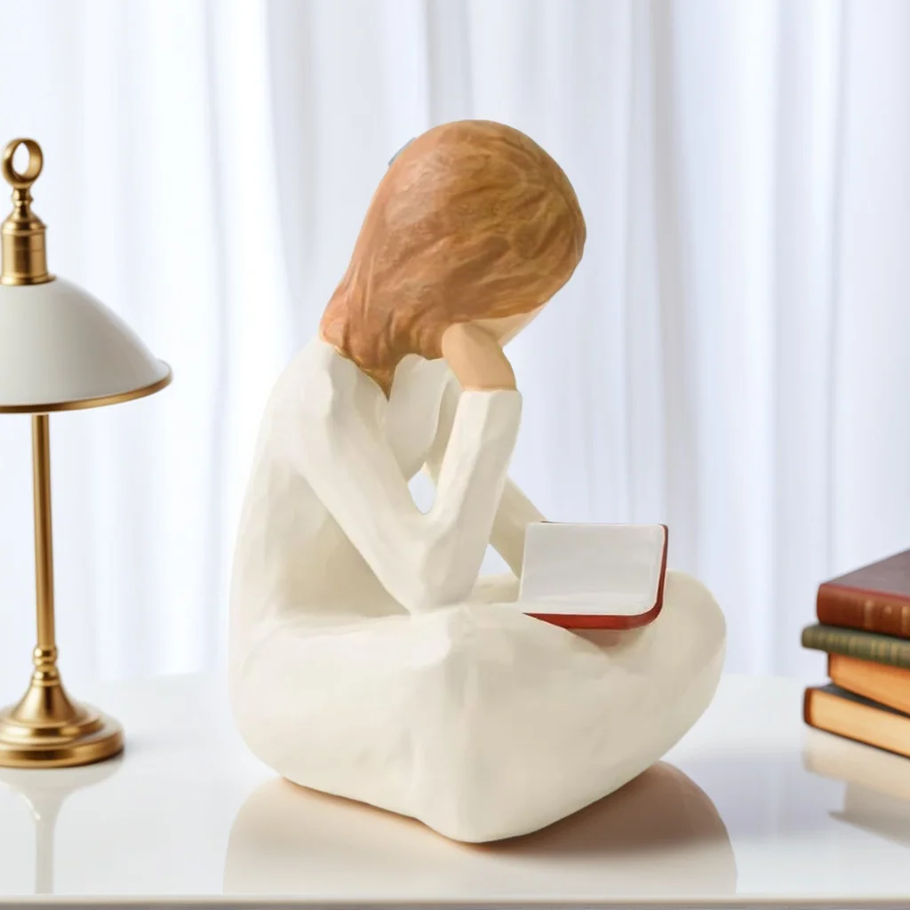 1 Resin Reading Thinker Statue - a Beloved Gift for Female Book Lovers, an Artistic Ornament for Readers/Graduates/Teachers/Students - Decorative Art for Study Rooms, Offices, Classrooms - a Heartwarming Gift for Christmas/Valentine's Day/Graduation Season/Thanksgiving, No Electricity Required