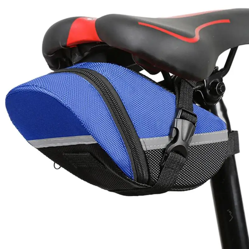 Under Seat Bike Bag Reflective Strips Cycling Saddle Bag Waterproof Oxford Cloth Mountain Bike Storage Bag For Night Cycling