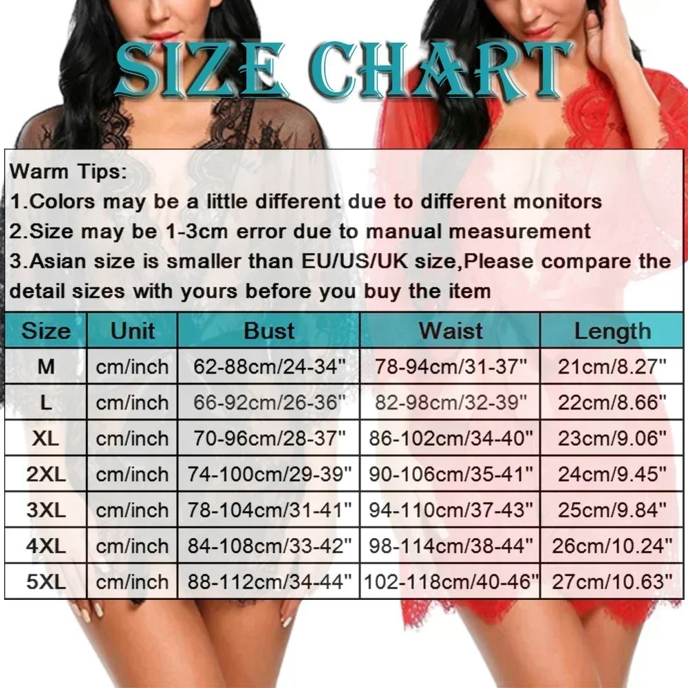 Sexy Lace Robe Dress+G String Thongs Women Erotic Transparent Sleepwear Pajamas Lace Nightdress Mujer Pornos Costumes Underwear