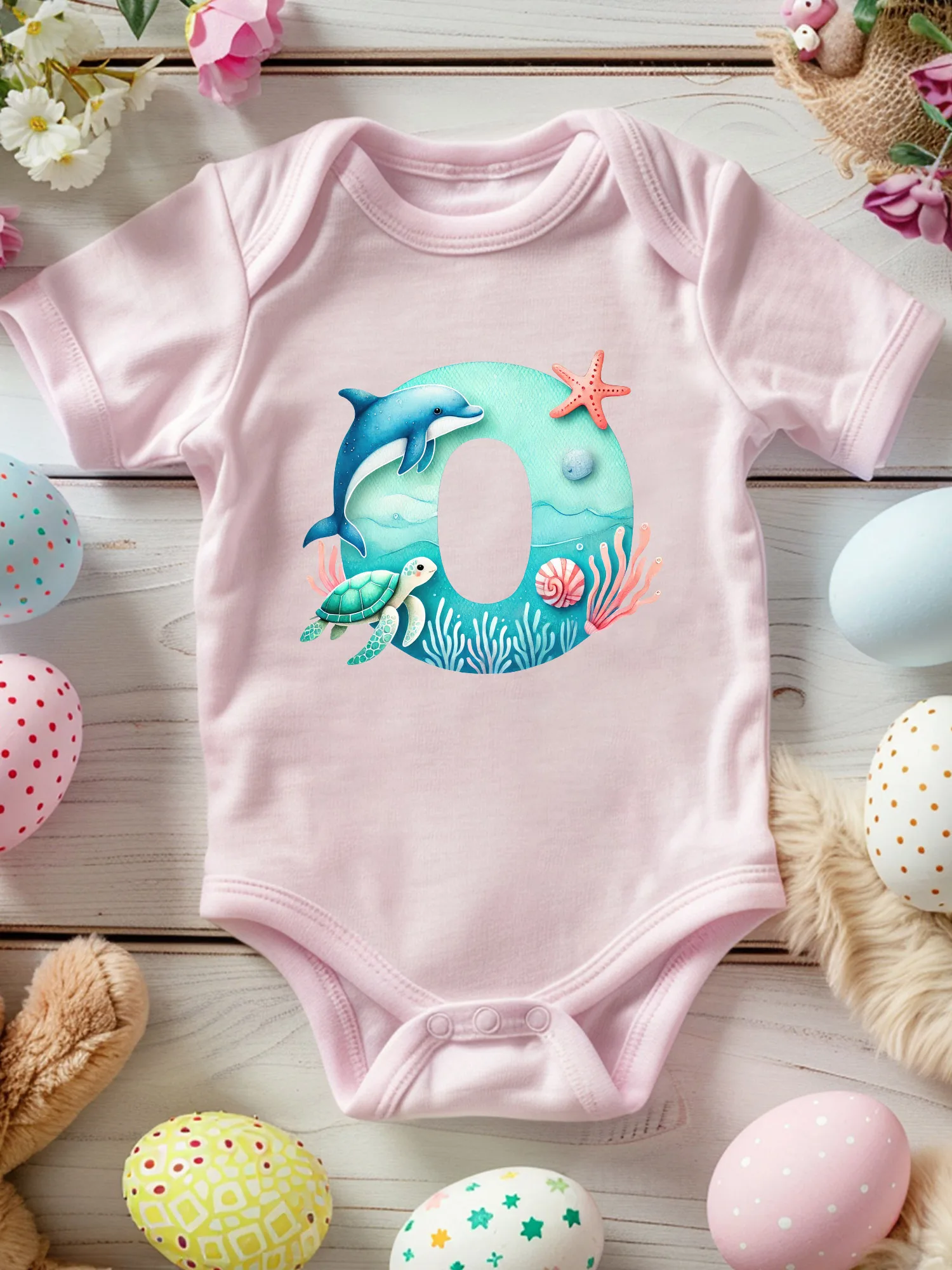 

Undersea Letter O Unisex Baby Crawling Suit, 100% Cotton Soft Onesie, All-Season Wear Pink Bodysuit 190GSM