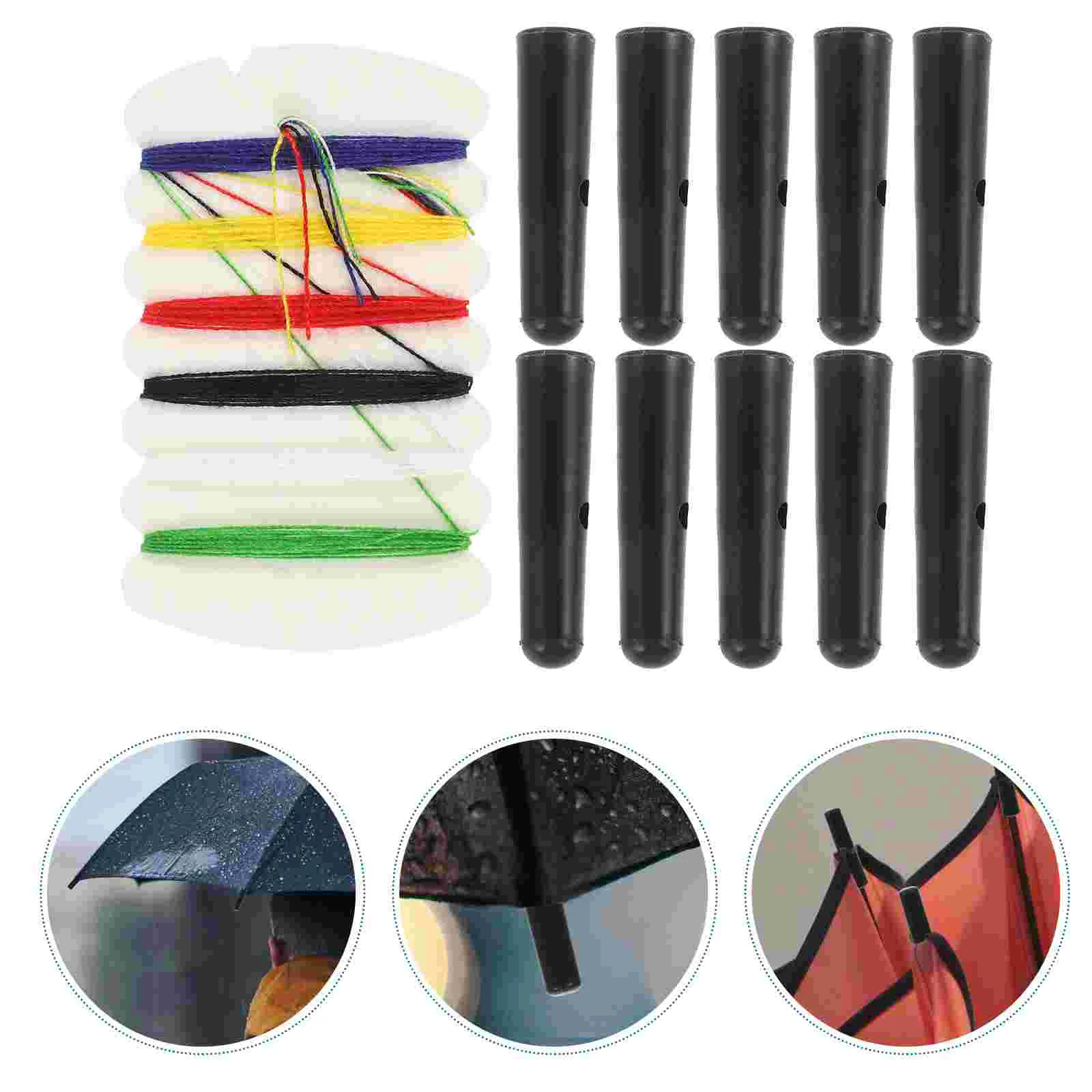 UV Umbrella with Fan and Mister Tail Beads for Folding Rain Tails Black Plastic