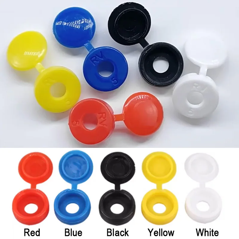 M4 M5 Hinged Plastic Screw Cap Cover Fold Snap Protective Cap Button White Black Blue Yellow Red For Self-tapping Screw Hardware