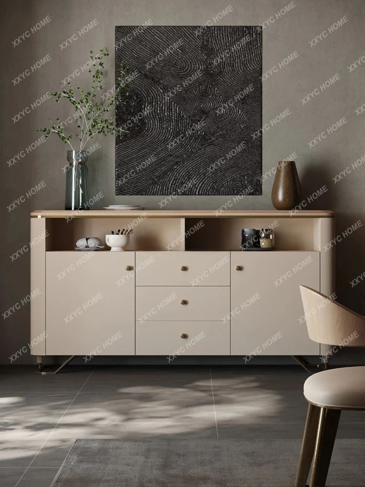 

Luxury speed entrance cabinet Solid wood Italian light luxury high-end minimalist wall ash wood dining side cabinet