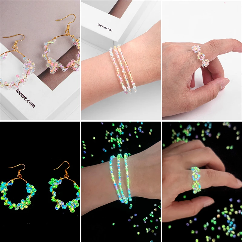 2mm 3mm 4mm Luminous Glass Beads for Jewelry Making,Glow in the night Seed Round Spacer Beads for DIY Handmade Accessories