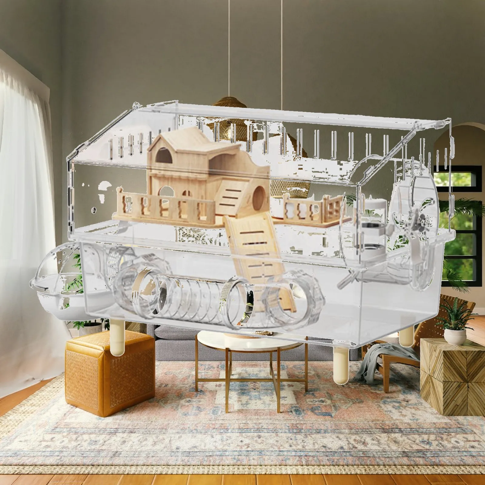 Grande cage transparente pour hamster, kit de luxe, accessoires pour la maison des animaux de compagnie, pour le jeu et l'exploration du hamster