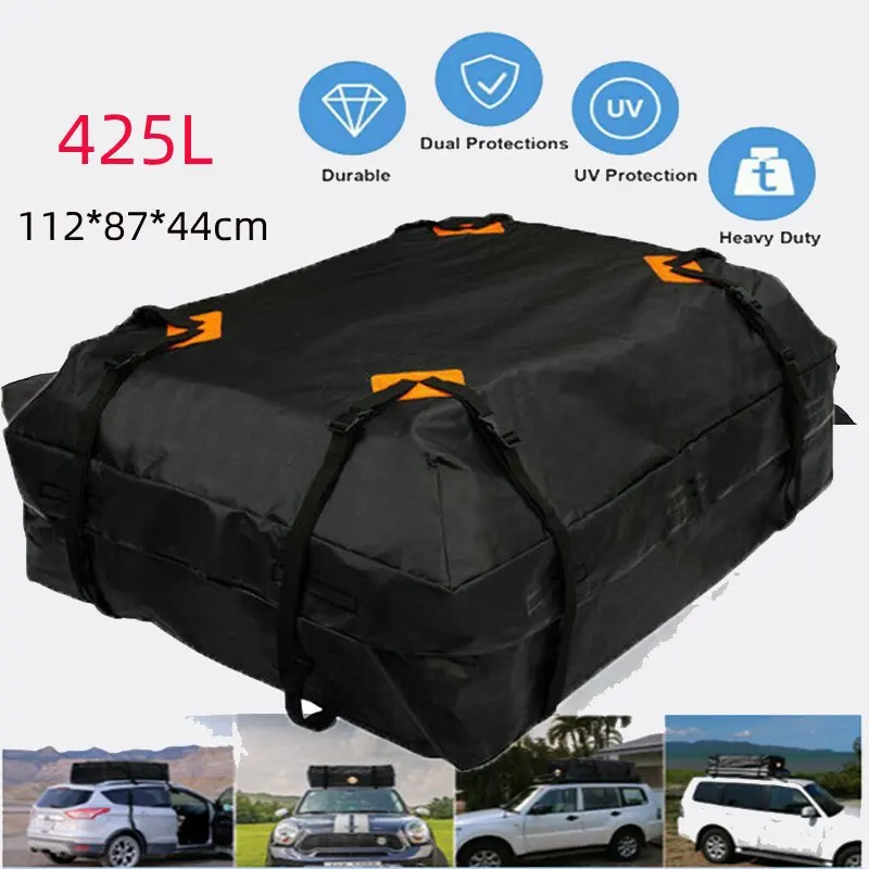 420D/600D Roof Luggage Bag 425L Luggage Bag Car Roof Luggage Rack Waterproof Universal Luggage Bag Travel Camping Vehicle Storag