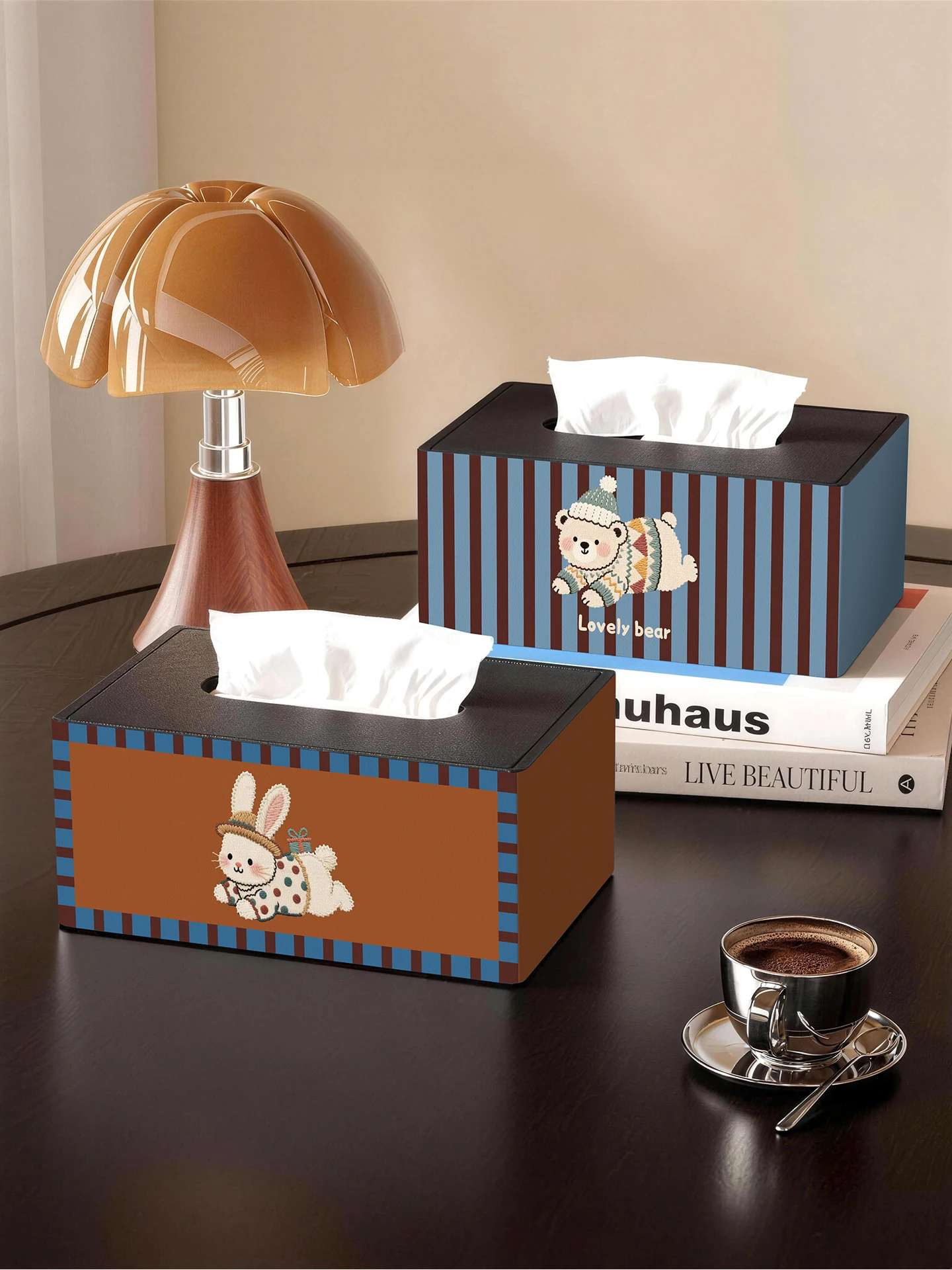 

Retro Cartoon Tissue Box Living Room High End Luxury Desktop New Model Tea Table Remote Control Multi Function Tissue Box