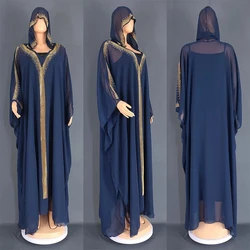 African Dress For Women Boubou Africain Femme Diamonds Dashiki Clothes Long Sleeve Ankara Girl Party Dress Muslim Fashion Abaya