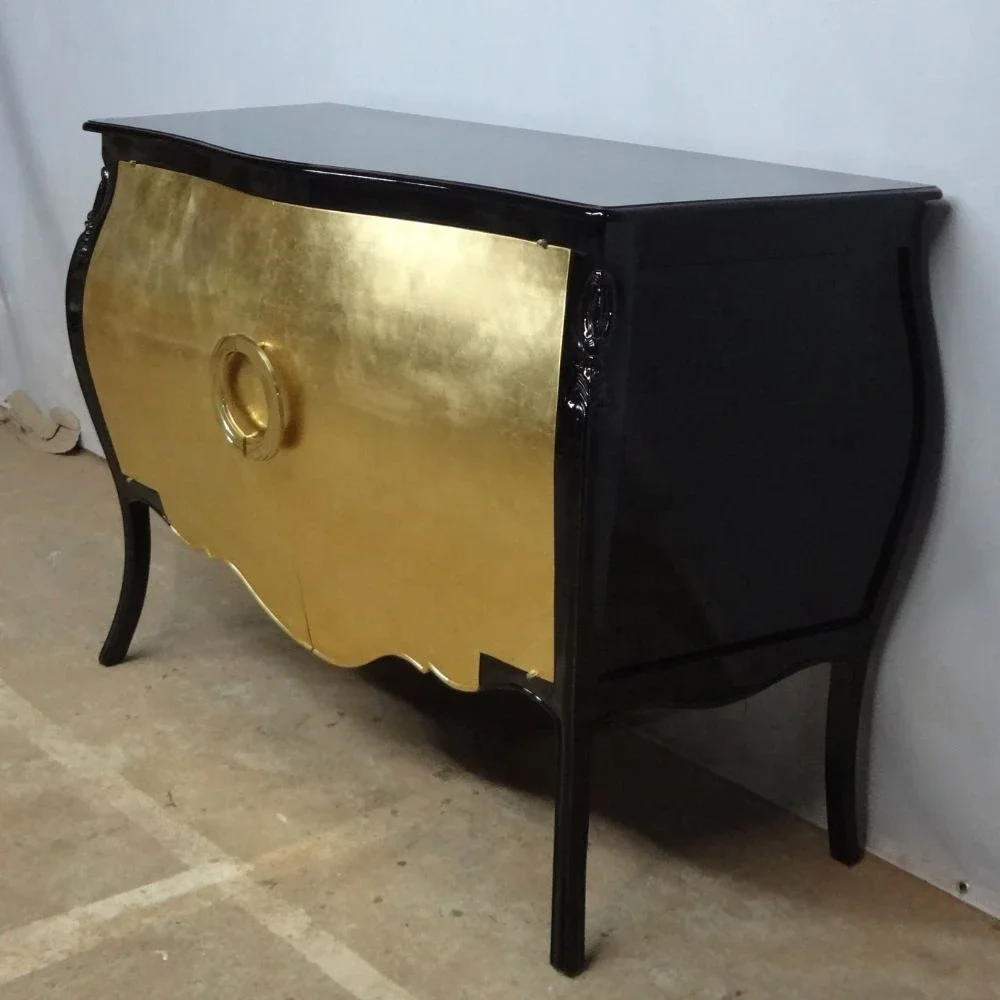 Luxury gold leaf lacquered solid wood toilet or sideboard features kitchen cabinets