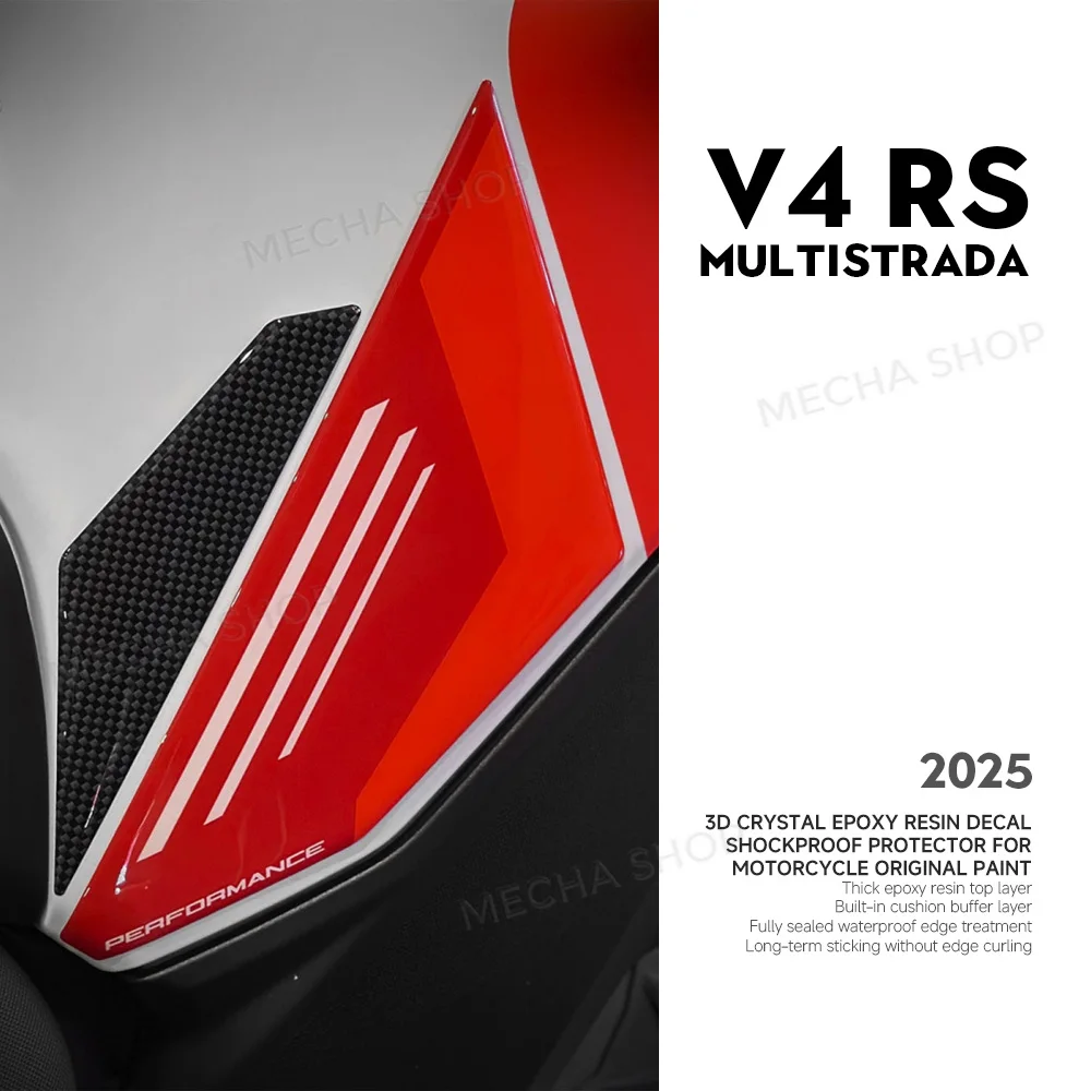 For Multistrada V4 RS 2025 Side Tank Stickers Accessories 3D Resin Sticker Protection Kit