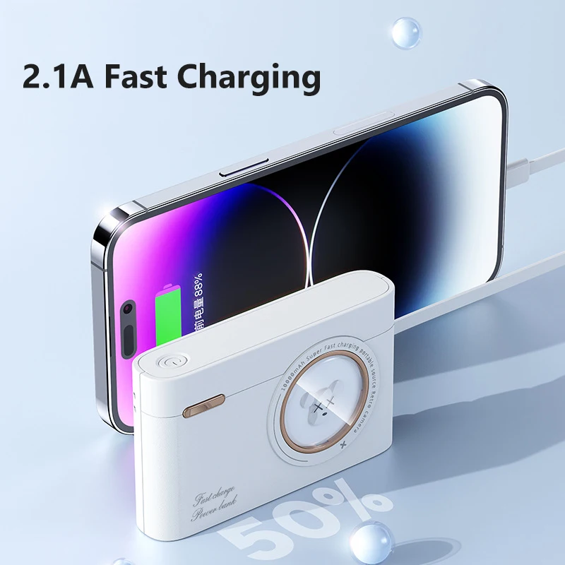 20000mAh Power Bank With USB C Cable 2.1A Fast Charging Portable Battery Mini Cartoon Powerbank for iPhone Samsung Xiaomi Huawei view 4