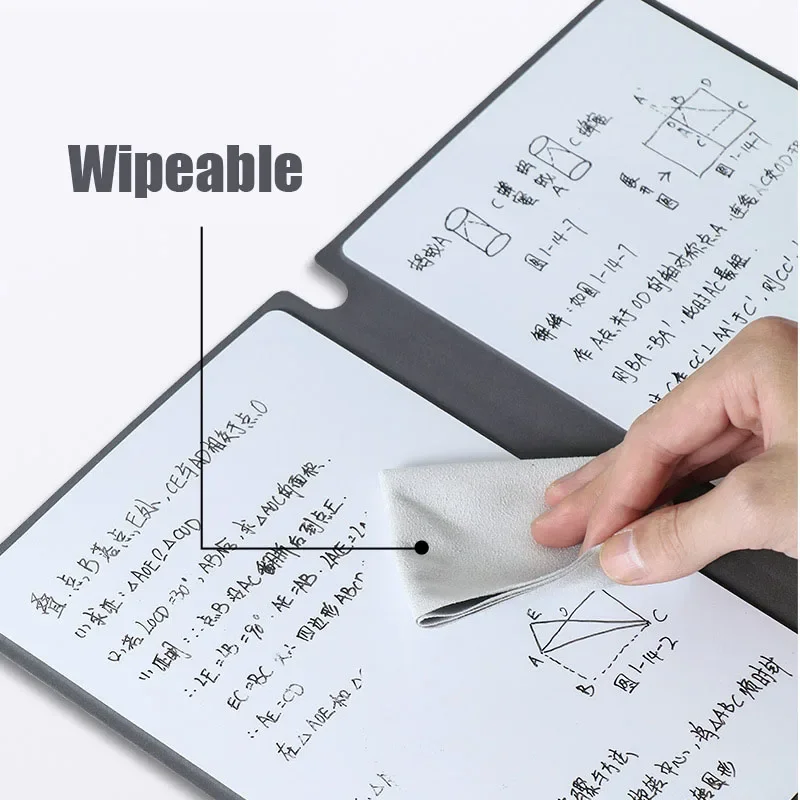 Reusable Whiteboard Notebook with Leather A5 Cover Includes Whiteboard Pen and Erasing Cloth Portable Office and Student Writing