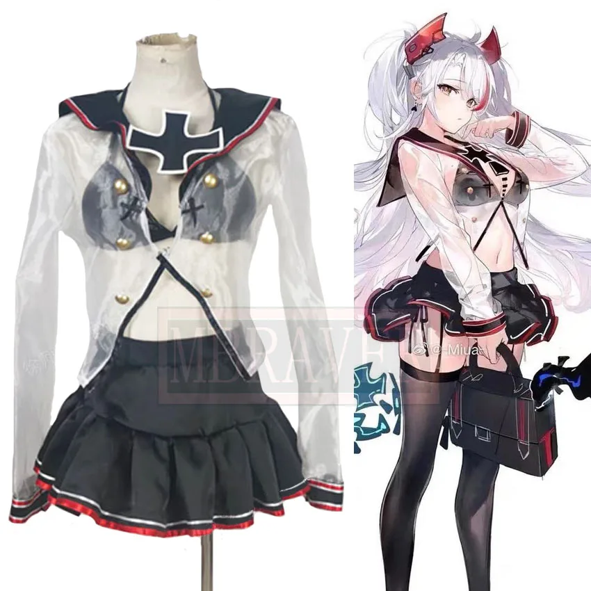 

Game Azur Lane KMS Prinz Eugen JK Sailor Suit Cosplay Costume Party Christmas Halloween Custom Made Any Size