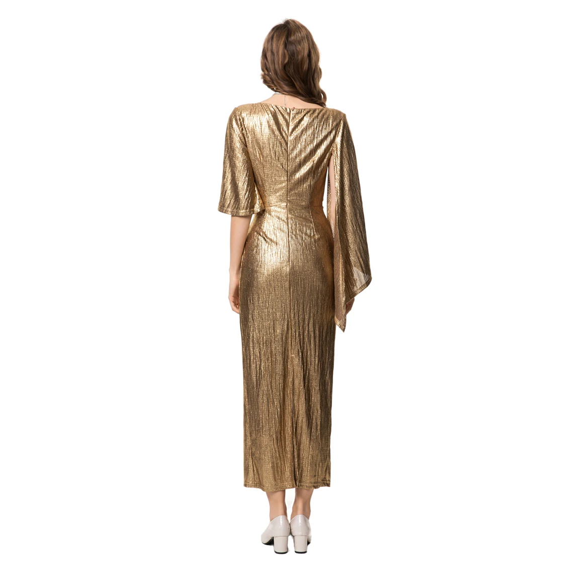 Women's Dresses Slash Neckline Asymmetrical Sleeves Appliques Sheath Elegant Designer Party Prom Vestidos