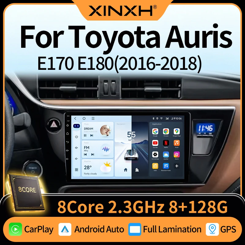 Android Wireless CarPlay Android Auto GPS Car Radio For Toyota Auris 2016‑2018 Corolla Altis Hybrid E170 E180 Stereo Player