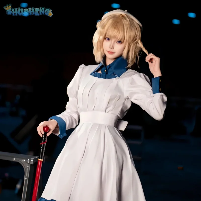 

Anime Iwanaga Kotoko In/Spectre Cosplay Costume Halloween Party Women Sweet White Dress Hat Accessories Props Uniform Set S-XXL