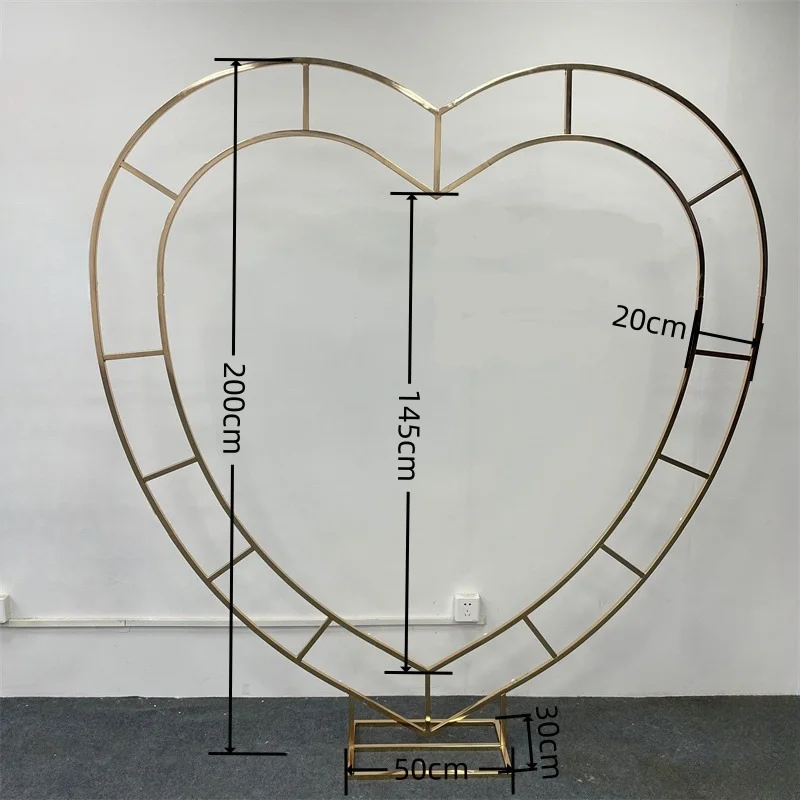 1pcs New Wedding Arches Props Iron Art Heart shaped Background Decoration Stage Arrangement Creative Double Ring Love Stand