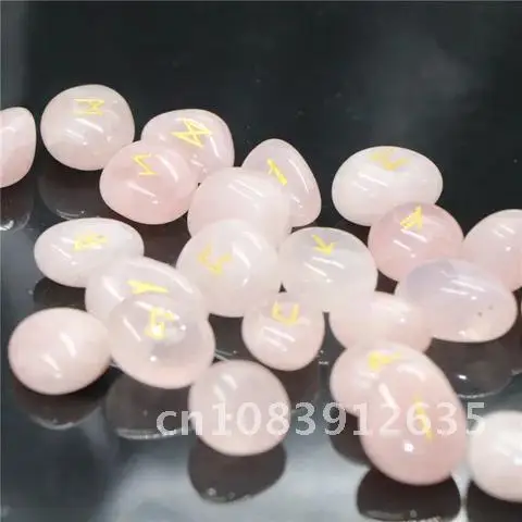 

25Pcs Irregular Agate Rune Stones Natural Rose Quartz Crystal Divination Fortune-telling Reiki Healing Gift Decor