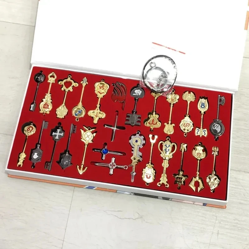 ✜2026❤ Anime pendants Jewelry necklace keyrings Elza Lucy Keys set Zodiac star spirit magician sumons cosplay key ring gift✚ view 4