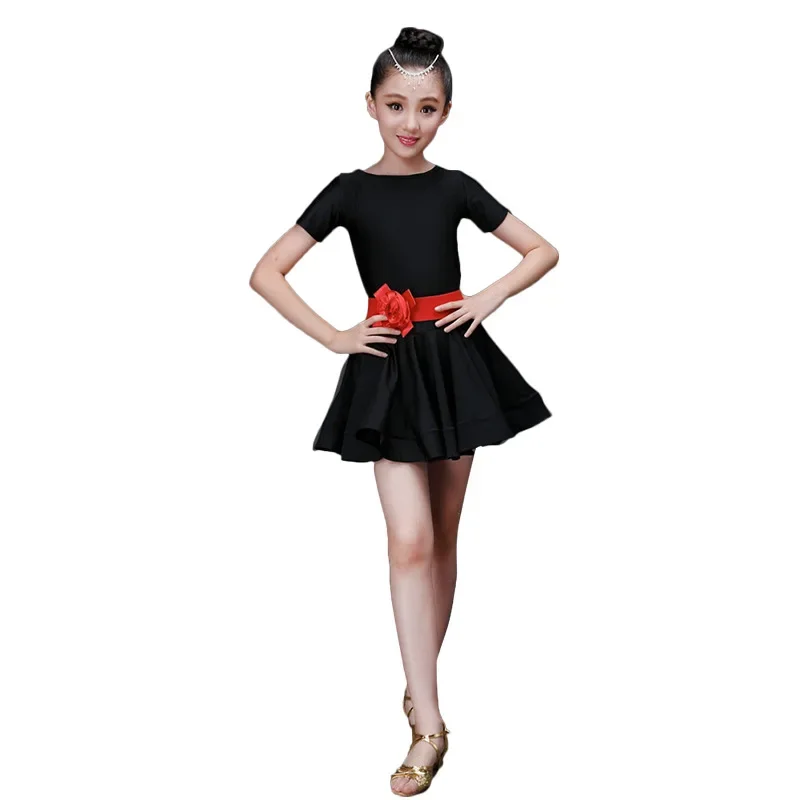 Pleated Skirt Professional Latin Dance Dress Kids Ballroom Costume Latin Dress Costume for Girls Salsa Rumba Cha Cha Tango Stage